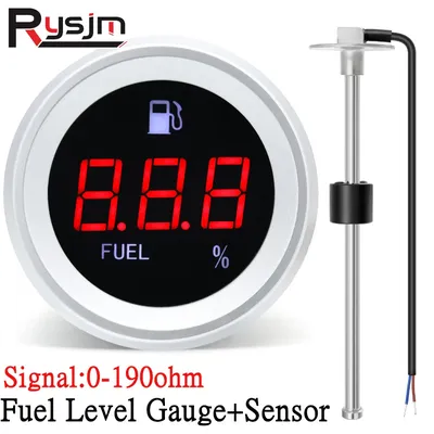 Digital Boat Car Fuel Level Gauge Meter with Flashing Alarm With 0-190ohm Fuel Level Sensor