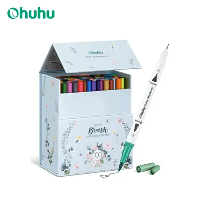 Ohuhu Art Markers Dual Tips Line Marker Set WaterColor Pen Coloring Water Color Brush Fineliner