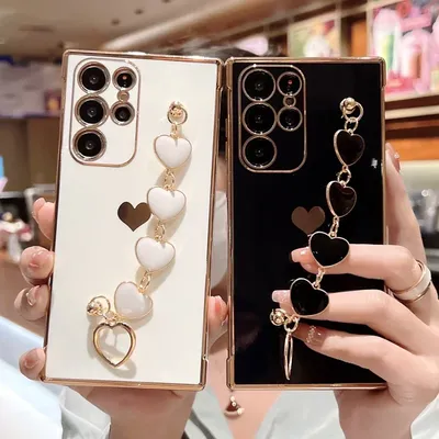 For Samsung Galaxy S23 S22 S21 Ultra A52 A53 FE A54 A23 A12 A 52S 53 54 5G Plated Silicone Love