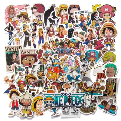 50pcs One Piece Sticker Pack Waterproof Anime Stickers Cute Phone Case Kawaii Packaging Laptop Skin DIY Stationery Stickers