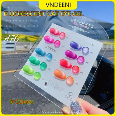 Vendeeni 9 Colors/Set Fluorescent Cat Eye Gel Nail Polish Semi Permanent 3D Magic Cat Eye UV LED