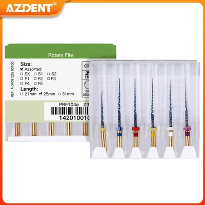 6Pcs/Box AZDENT Dental Heat Activated Root Canal Files Endodontic Engine Use File NiTi Super Rotary 25mm SX-F3 Dentistry Tools