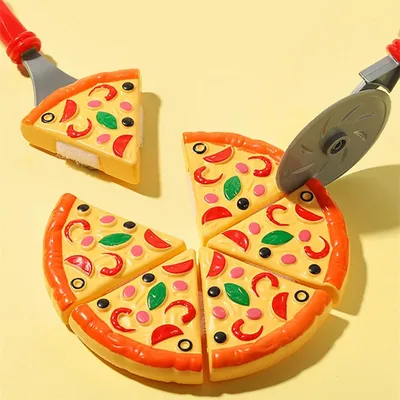 Kids Pizza Cutting Toy Simulation Plastic Pizza Dinette Child Toy Kitchen Pretend Play Food Cooking
