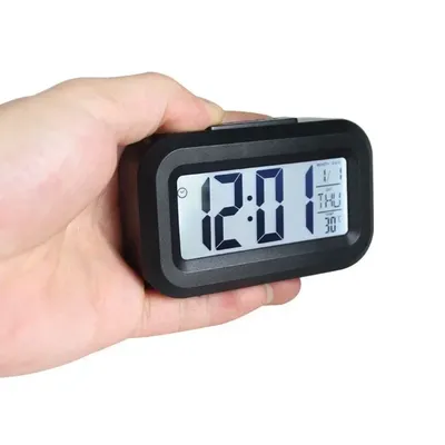 Battery Powered Mini Digital Alarm Clock Temperature Date Week Backlight Snooze Mute Table Clock
