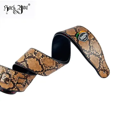 Snake Pattern High Quality Soft Leather Guitar Strap Free Guitar Picks Acoustic Electric Bass Strap