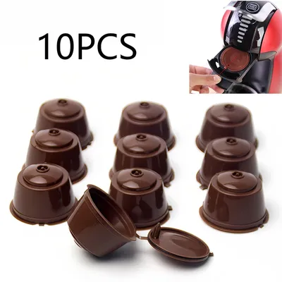 10PCS Refillable Capsules for Nescafe DOLCE GUSTO Coffee Capsules Reusable Filter with Spoon Brush