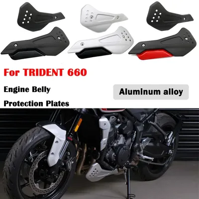 Motorcycle Aluminum Engine Guards Fit For Trident 660 2021 Trident660 Accessories Engine Belly Protection Plates Kit Engine Bell