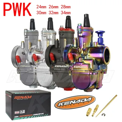KENADA RACING Flat Curtain Carburetor For PWK 24 26 28 30 32 34mm With Power Jet Racing Moto Motocross 2T 4T ATV Dirt Bike