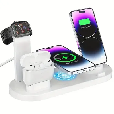 5 In 1 Wireless Charger Stand Pad For iPhone 16 15 14 13 12 X Apple Watch Airpods Desk Phone