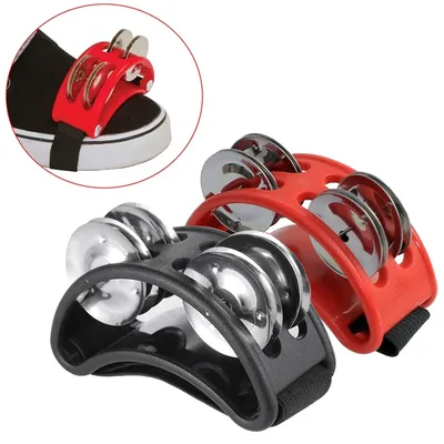 1pcs Elliptical Drum Companion Hand Foot Jingle Drum Children Musical Educational Tambourine