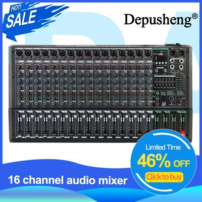 Mixing Console Depusheng PA16 Professional DJ Audio Mixer Sound Board Desk System Interface 16