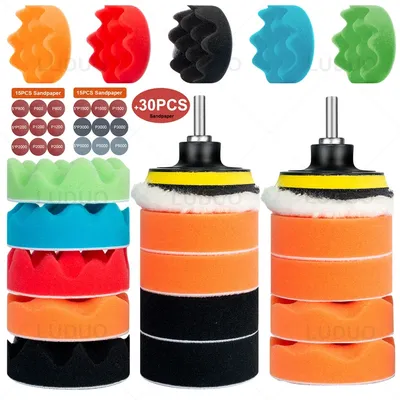 12pcs Car Polishing Pad Sponge Kit Polish Waxing Buffing Sandpaper for Headlight Repair Car Paint