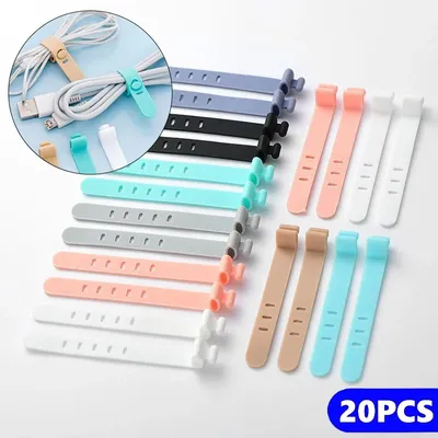 4/12/20PCS Cable Organizer Ties Clip Charger Cord Management Silicone Wire Manager Mouse Earphone