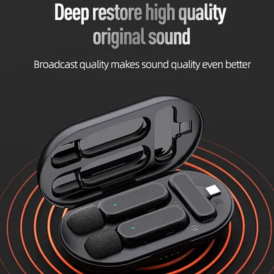 Wireless HD Radio Live Microphone K61 Dual Mic 20 Meters for Mobile Phone Tiktok, Short Video