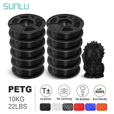 SUNLU 10KG 3D Filament PETG Filament 10kg 22 lbs 1.75mm 3D Printer Filament Good acid and alkali