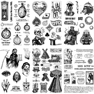 11*16cm Retro Clock Clothing Clear Stamps Vintage Silicone Stamp for DIY Scrapbooking Card Making