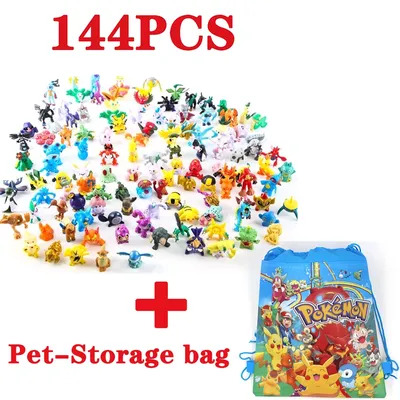 144 Style Pokemon Gift Bag Christmas Gift Action Figure Toys Genuine Pikachu Anime Figure Pokemon
