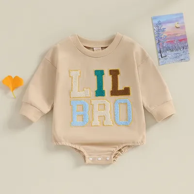 2023-08-07 Lioraitiin 0-18M Newborn Baby Outfit Romper Crewneck Little Brother Sweatshirt Infant