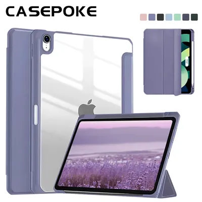 For IPad Pro 12.9in 4/5/6th 11in 2/3/4th With Pencil Holder Transparent Case For IPad 5/6/7/8/9/10th Air4/5 Mini6 Cover Funda