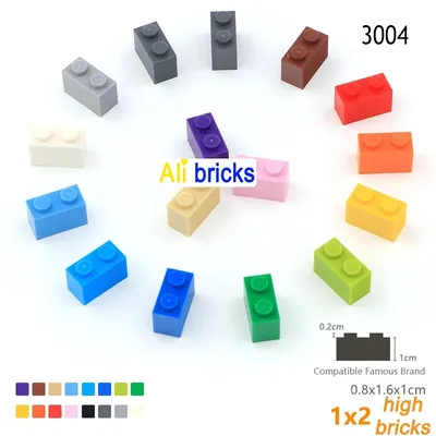25pcs DIY Building Blocks Thick Figures Bricks 1x2 Dots Educational Creative Size 1*2 Dot Compatible