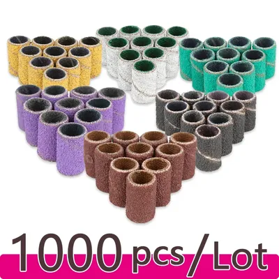 1000pcs Nail Sanding Bands Nail Drill Bit Caps Accessories for Manicure Gel Polish Removing Manicure