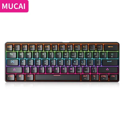 MUCAI MKA610 RGB USB Mini Mechanical Keyboard Red Switch 61 Key Wired Computer Notebook Portable