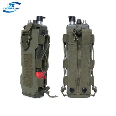 Tactical Radio Pouch Molle Water Bag Walkie Talkie Holder Pocket Quick Release Buckle Elasitc Shock