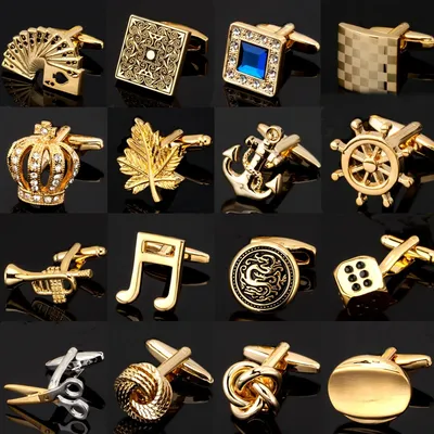 Golden CUFFLINKS NEW dice maple leaf music playing card Golden Dragon Cufflinks men's Wedding Shirt