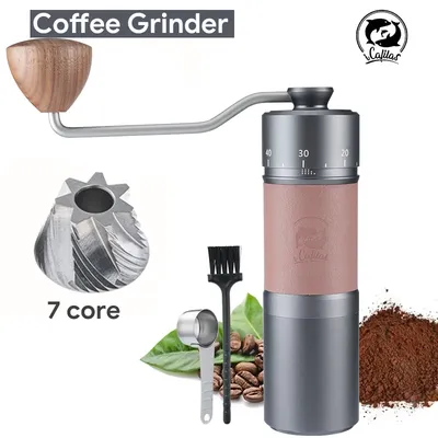 ICAFILAS Store Manual Coffee Grinder Capacity 30g Manual Adjustable Kitchen 7 CORE Steel Core Burr