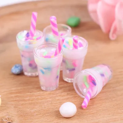 5Pcs 1:12 Dollhouse Miniature Cream Drinks Bottles Model Dolls Kitchen Food Water Cup Dollhouse Accessories Kitchen Toys