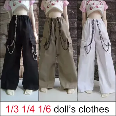 New 1/6 1/4 1/3 Doll's Clothes for 30/45/60cm Bjd Doll Work Pants White/brown/black Dress Up Girl Gift Doll Accessories, No Doll