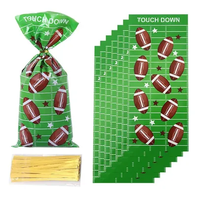 50pcs Rugby Theme Style Gift Bags Cookie Candy Popcorn Wrapping Bags Birthday Party Drawstring Bags Boys Favor Gift Packing Bag