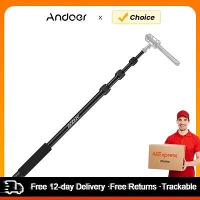 Andoer Handheld Microphone Boom Arm 4-Section Extendable Mic Arm Aluminum Alloy Boom Pole for