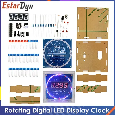 DIY Rotating Digital LED Display Module Alarm Electronic Digital Clock Kit 51 SCM Learning Board 5V