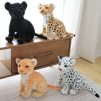 New Animal Doll Lifelike Leopard & Lion Plush Realistic Plushie Panther Toy Baby Soft Pillow Gifts