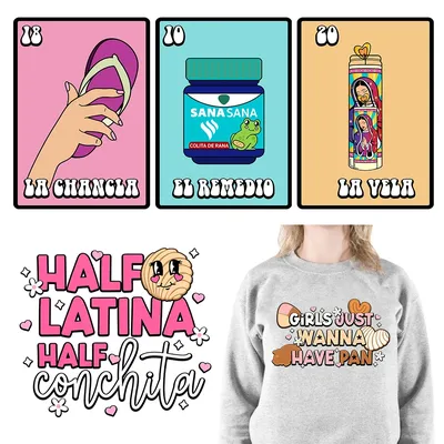 Funny Mexico Culture Loteria Card Decals Latina Mexican Bonita Thermal Iron On DTF Transfer Sticker