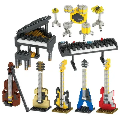 MOC Musical Instrument Building Blocks Music Series ABS Plastic Mini Piano Guitar DIY Assembly