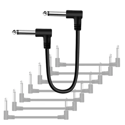 Guitar Effect Pedal Board Patch Cable 6.35 Right Angle TS Mono Cords 6/12inch Short Cabel Guitar