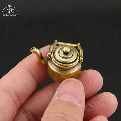Antique Copper Mini Fingertip Kettle Teapot Pocket Incense Burner Retro Brass Tea Pet Home