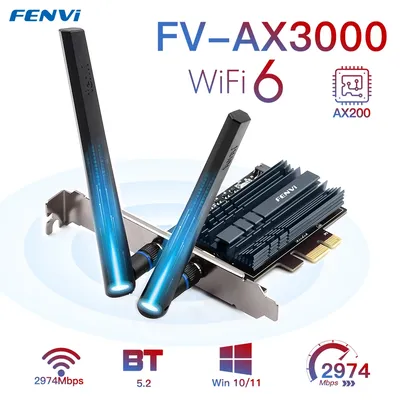 3000Mbps FV-AX3000 Wi-Fi 6 AX200 Wireless PCIe For Bluetooth 5.2 802.11AX 2.4G/5Ghz WiFi Adapter