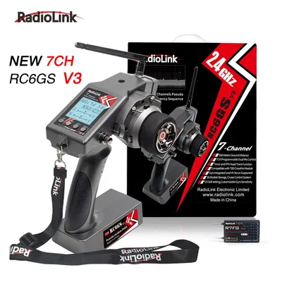 Radiolink RC6GS V3 2.4G 7 Channel Radio Transmitter with R7FG Receiver Gyro Telemetry Included