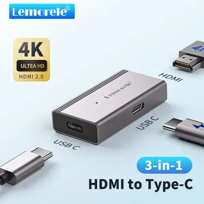 Lemorele HDMI to USB C 4k 60Hz AR Glasses Converter Adapter HDMI Display for USB-C Portable Screen