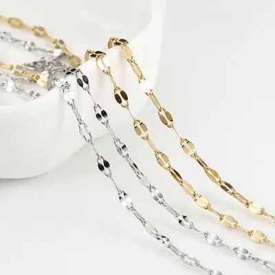 2 Meters Stainless Steel Chains 2mm Lips Shape Link Chains for DIY Jewelry Making Women Necklace Bracelet