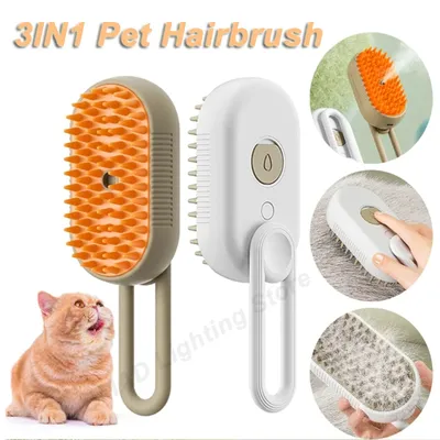 Cat Dog Pet Grooming Comb with Electric Spray Water Steam Soft Silicone Brush Kitten Pet Bath Brush