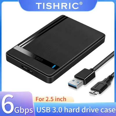 TISHRIC HDD Case SATA to USB3.0 HDD Enclosure 2.5 inch Hard Drive Case Support 6Gbps Mobile