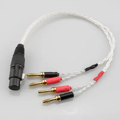 High Quality OCC Silver Plated XLR Female 4pin to Deluxe 4mm Banana Plug Audio Cable Speaker