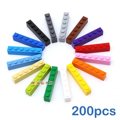 200pcs Thick 1x6 Dot DIY Building Blocks Figures Bricks Educational Creative Size Compatible With