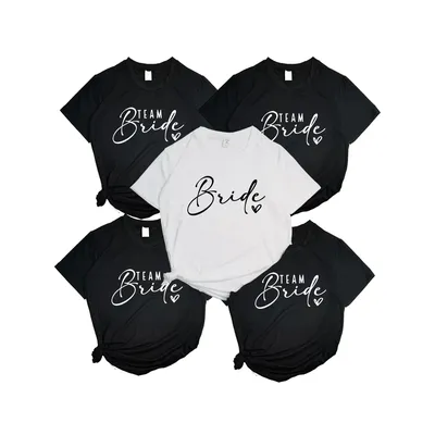 Team Bride Heart Evjf Hen Party Women Gropu T-shirt Girl Wedding Female Tops Tee Camisetas Mujer