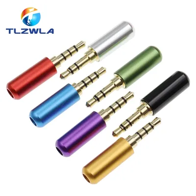 Copper 3/4 Pole 3.5MM Plug Male Headphone Jack with Clip 3.5MM Stereo Audio Connector for 4mm Cable