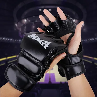 Professional Boxing Training Gloves Half Finger Leather Cushion for Adult Sanda Boxing UFC Training